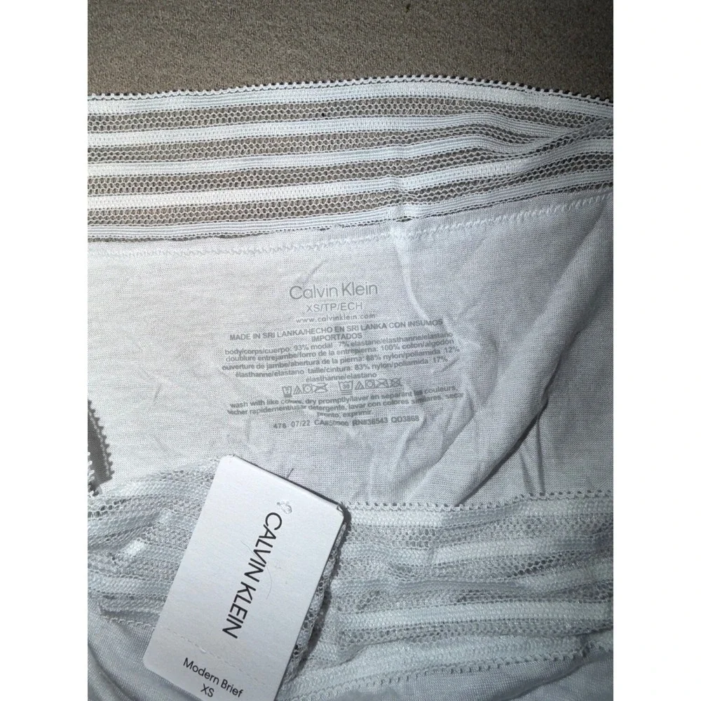 Calvin Klein‎ Modern Brief White Comfort Stretch Lace Trim Women's XS NWT